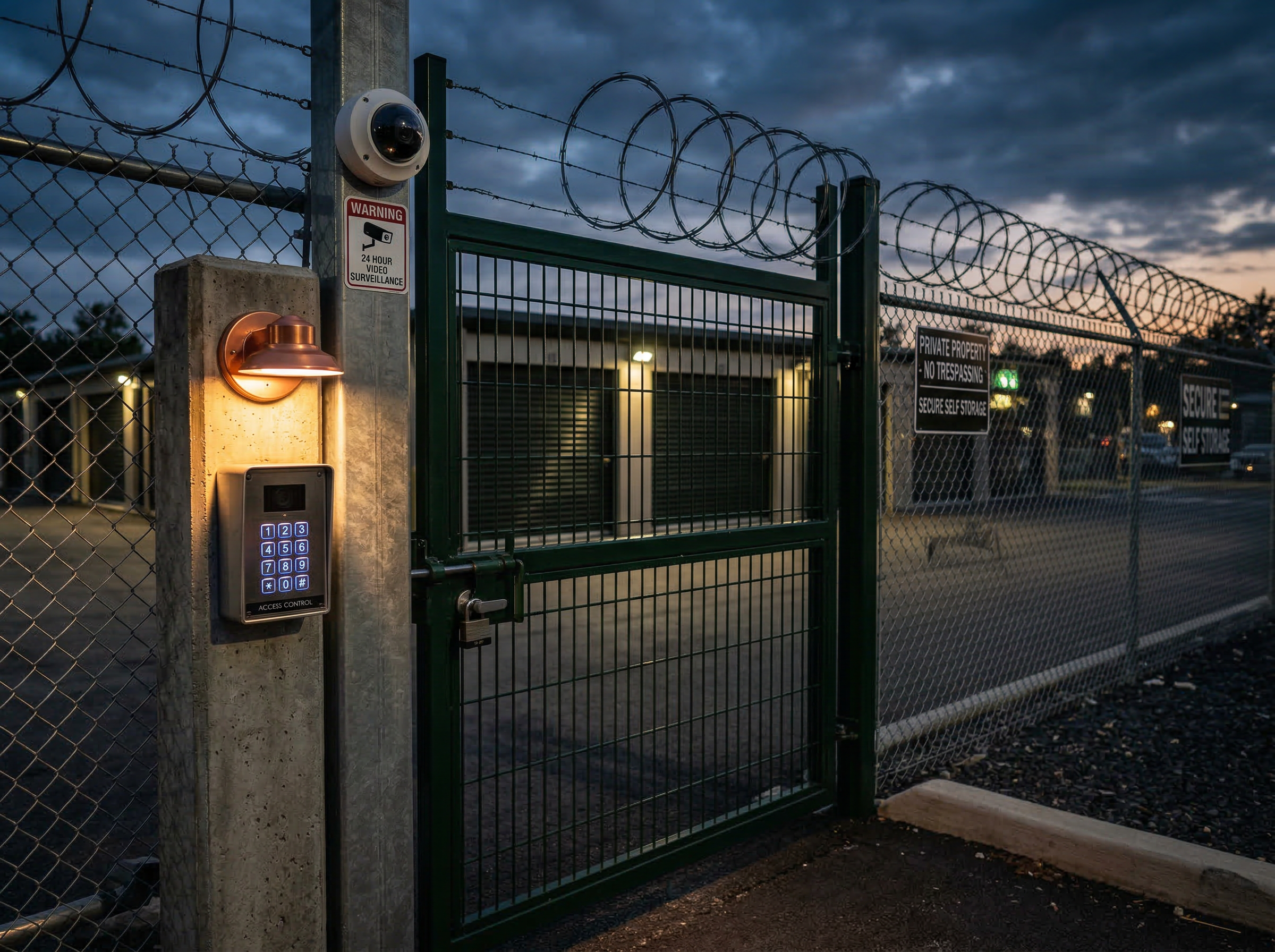 Vehicle storage area with security lighting at Anchor Storage